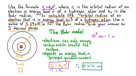 Question Video: Calculating the Orbital Radius of an Electron Based on the Bohr Radius | Nagwa