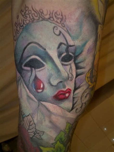 Crying Mask Tattoo | Mask tattoo, Clown tattoo, Tattoos