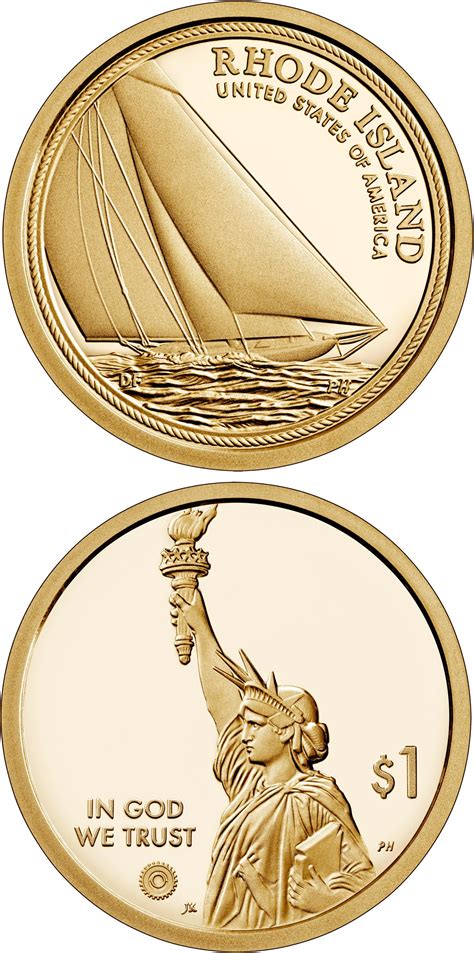 1 dollar coin - Rhode Island - Sailing heritage | USA 2022