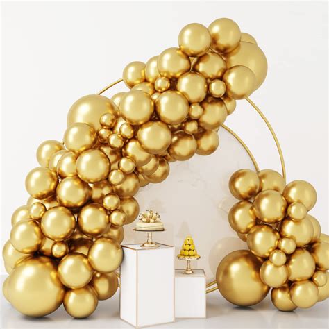 Buy RUBFAC 92pcs Metallic Gold Balloons Chrome Gold Balloon Different Sizes 18 12 10 5 Inch Gold ...