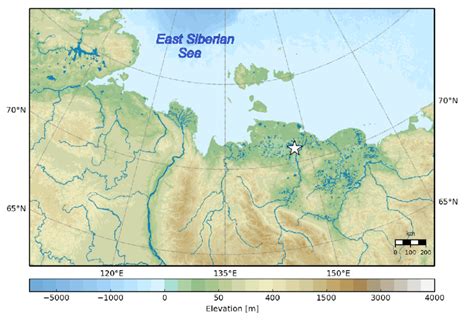 Elevation map of Northeastern Siberia. Location of the validation site... | Download Scientific ...