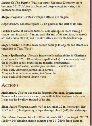 [5E] Custom Uk'otoa (Greater Leviathan) Stat Block I Made For My ...