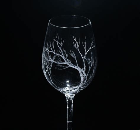 Tree wine glass | Glass engraving, Glass etching stencils, Engraving ...