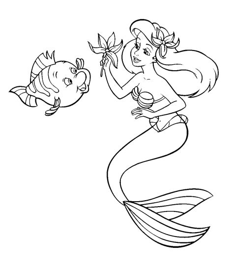 Ariel And Flounder The Little Mermaid Coloring Pages