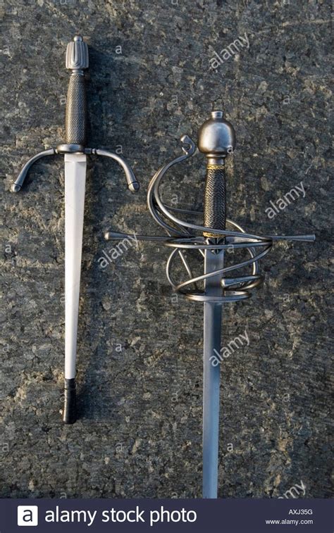 Rapier school Close up of a dagger and rapier sword Used in competitive ...