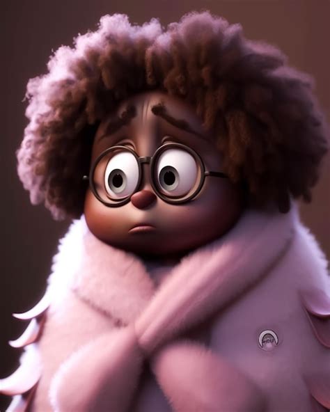 Premium AI Image | A cartoon character with a pink coat and large round glasses.