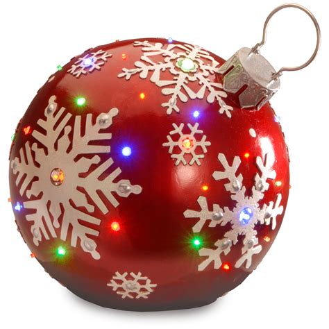 National Tree Company 18" Red Jeweled Ornament with Snowflake Design & 24 Multi LED