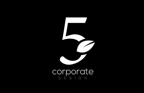 black and white number 5 five leaf logo icon design for company and business 3654720 Vector Art ...