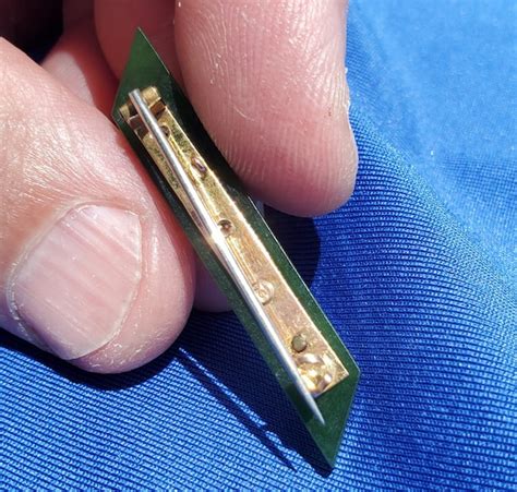 Antique Jade Diamond Art Deco Bar Pin. Unique Excitin… - Gem