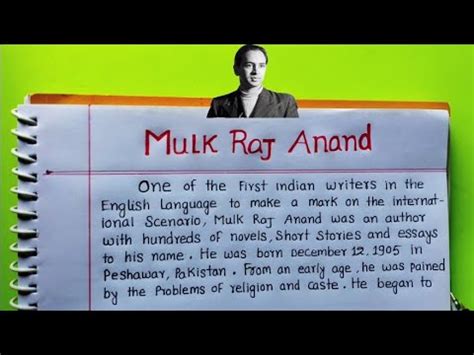 Mulk Raj Anand Biography | Mulk Raj Anand Biography In English - YouTube