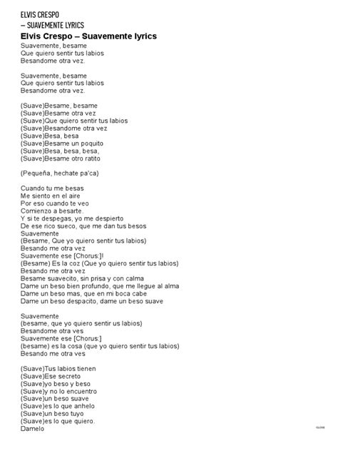 Elvis Crespo - Suavemente Lyrics - LyricsMode | PDF | Música grabada ...