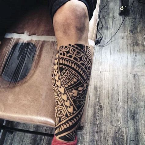 60 Tribal Leg Tattoos For Men - Cool Cultural Design Ideas