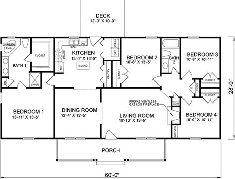 Economical Four Bedroom House Plan | Four bedroom house plans, Floor plans ranch, 4 bedroom ...