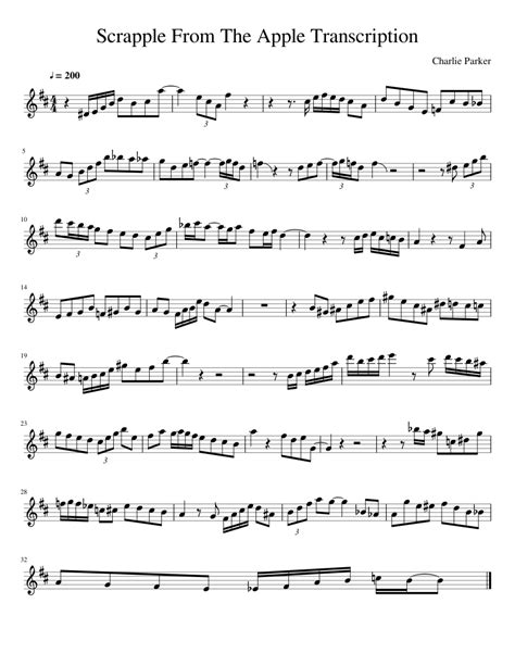 Scrapple From The Apple Transcription Sheet music for Saxophone alto (Solo) | Musescore.com