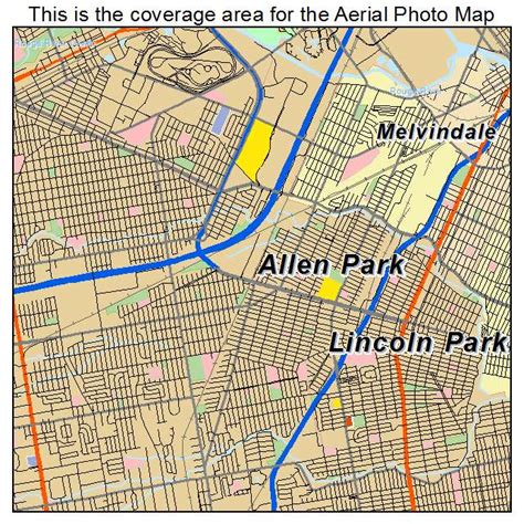 Aerial Photography Map of Allen Park, MI Michigan