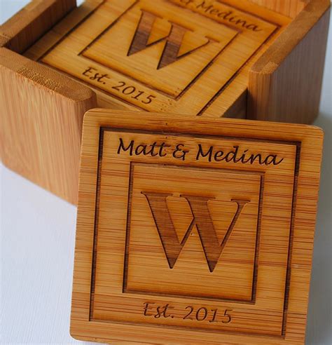 wedding date personalized drink coasters | Interior Design Ideas