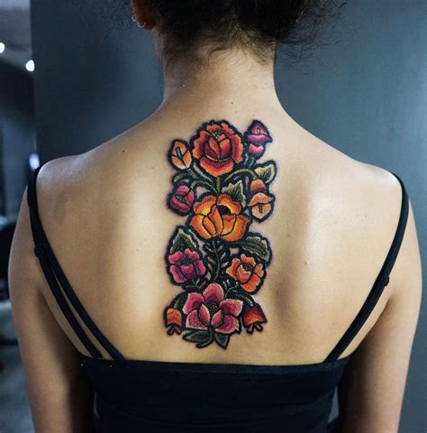 Embroidered Flowers Back Piece