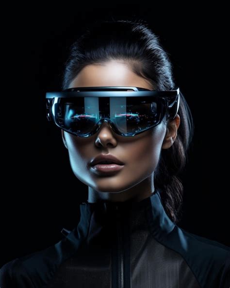 Premium AI Image | Photo Woman with Smart Glasses Futuristic Technology