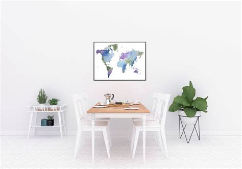 World Map Watercolor Painting, Watercolor Map, Colorful World Map, Not ...