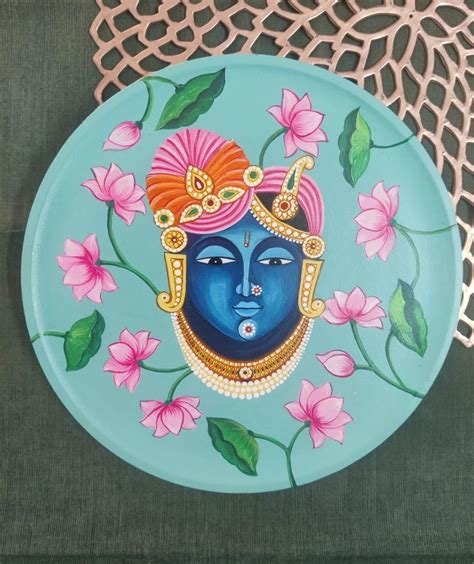 Pichwai Painting, Wooden Hand Painted Plate, Wall Decor, Wall Art, Decorative Hand-Painted ...