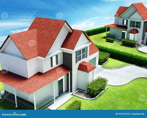 Luxurious Modern House. 3D Illustration Stock Illustration ...