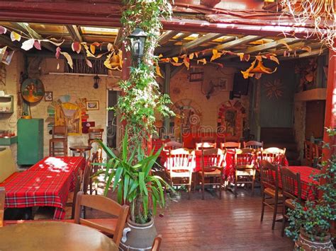 Rustic Greek Taverna Interior Stock Image - Image of interior, outdoor: 103093979