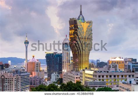 Macau China City Skyline Dusk Stock Photo (Edit Now) 413886988