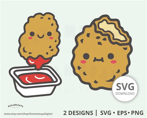 Chicken Nugget Svg Eps Png Cute Fast Food Cut Files And Clip Clipart ...