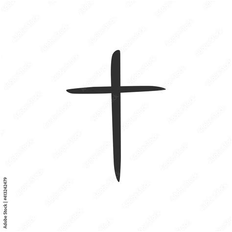 Hand drawn black grunge cross icon. Christian cross sign, hand-painted cross. Vector ...