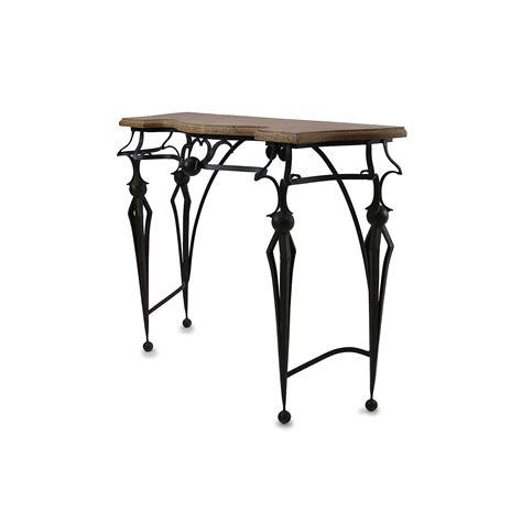 WROUGHT IRON CONSOLE TABLE WITH SERPENTINE FAUX BROWN MARBLE TOP FRENCH MODERNIST 81 CM HIGH 103 ...