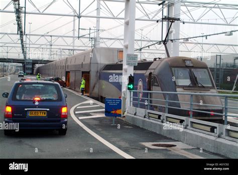 Loading Eurotunnel Train Folkestone Terminal Kent England UK Stock Photo: 1055745 - Alamy