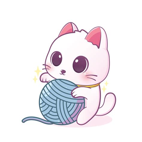 How To Draw Cute Kawaii Kitten Cat Playing With Yarn - vrogue.co