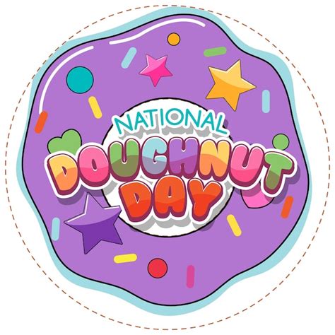 Free Vector | Happy doughnut day in june logo