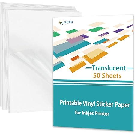 Amazon.com : Sticker Paper Printable Vinyl for Inkjet Printer, 50 Sheets Glossy White Waterproof ...