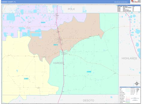 Hardee County, FL Wall Map Color Cast Style by MarketMAPS - MapSales.com