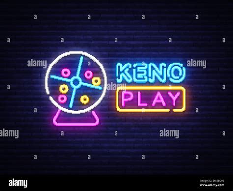 Keno Lottery neon sign vector design template. Lotto symbols neon logo, light banner design ...