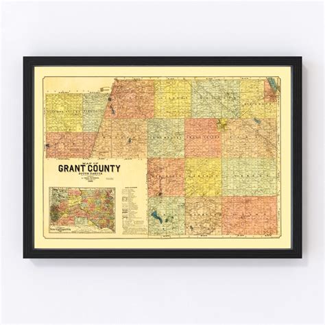 Vintage Map of Grant County, South Dakota 1899 by Ted's Vintage Art