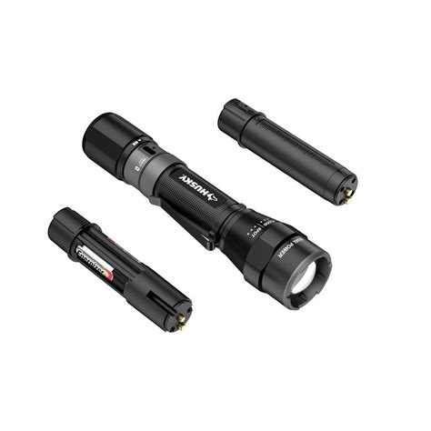 Husky 1200 Lumens Dual Power LED Rechargeable Focusing Flashlight with Rechargeable Battery and ...