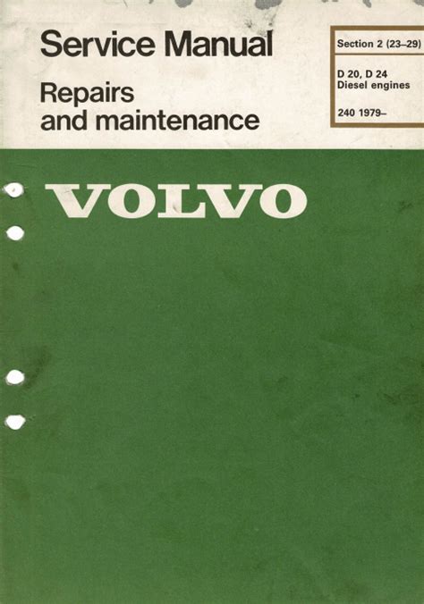 Volvo 240 D20 D24 Diesel Engines Workshop Manual TP30012/2 1983 PDF EBook Instant Download ...