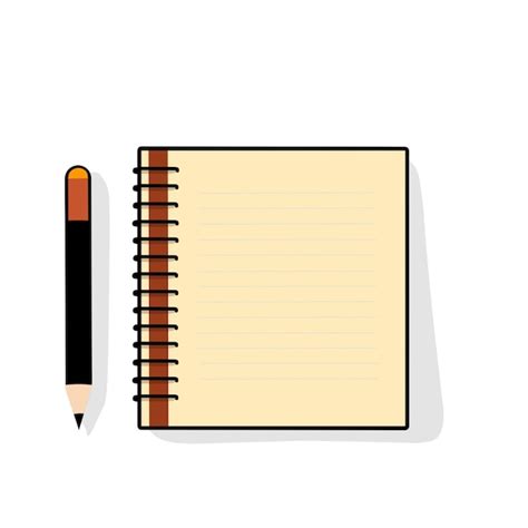 Premium Vector | A clipart flat illustration of notebook with a pencil and a pen on it