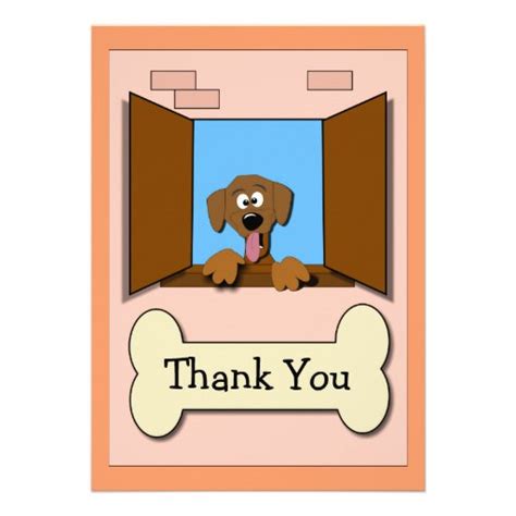 Cartoon Dog in a Window Thank You Cards 5" X 7" Invitation Card | Zazzle