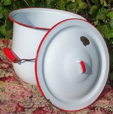 ANTIQUE Potty Pot Slop JAR + LID Country Enamelware WOW | #22589300