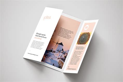 Free single gate fold brochure mockup - Mockups Design