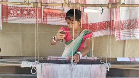 Assam's traditional weaving of Gamosa flourishes as Rongali Bihu approaches - Assam