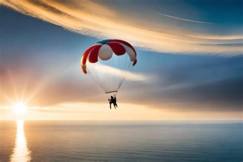 Premium AI Image | A parachute with a red and blue stripe on it