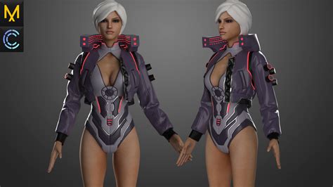 ArtStation - CyberPunk Outfit Female OBJ mtl FBX ZPRJ | Game Assets