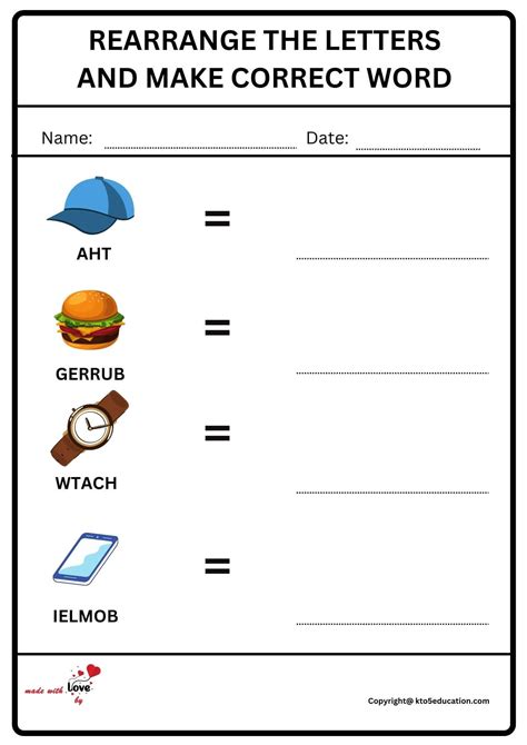 Rearrange The Letters And Make Correct Word Worksheet 2