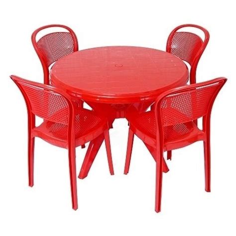 Cello Miracle Red Plastic Dining Table Set, 4 Chairs And 1 Table at Rs ...
