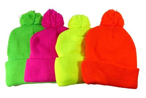 Pom Pom Beanies Wholesale Hats - Neon Colors