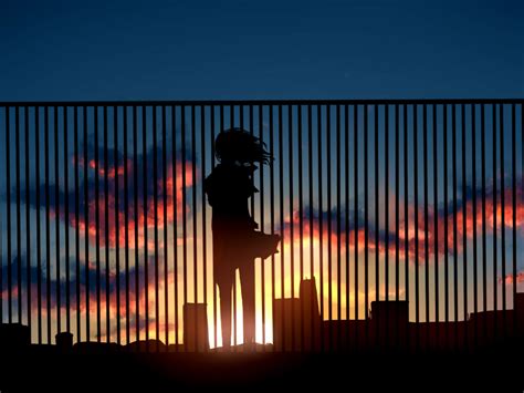 1024x768 Anime Girl Watching Sunset Fence 4k Wallpaper,1024x768 Resolution HD 4k Wallpapers ...